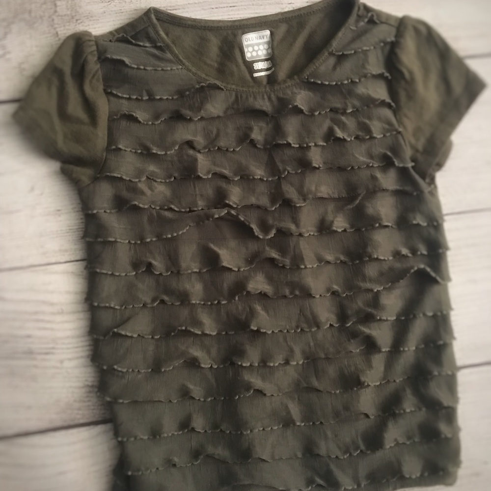 Green ruffle Toddler short sleeve shirt